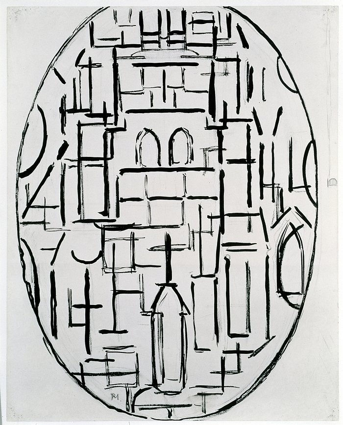 Piet Mondrian (1872 – 1944): Kirchenfassade 1: Kirche in Domburg