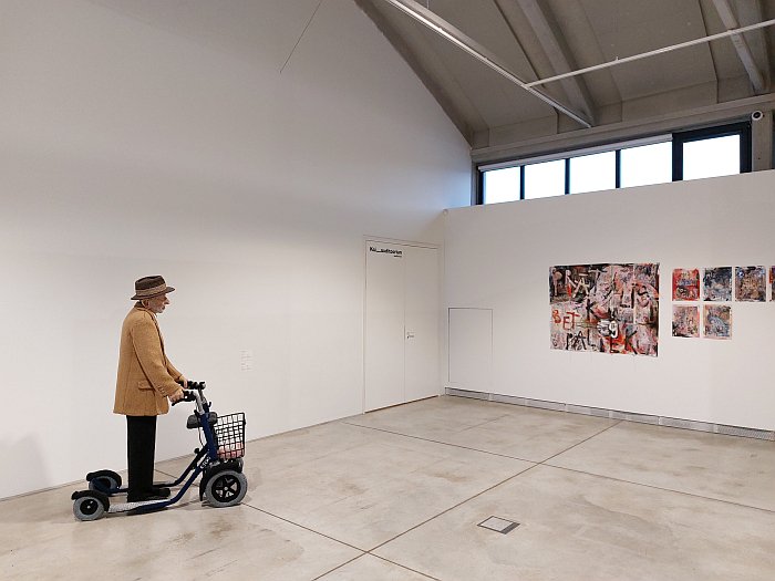 One of the Villagers by Liisa Hietanen views works by Linda Vilka, as seen at The Fine Lines of Constructiveness, 9th Tallinn Applied Art Triennial, Kai Art Center, Tallinn