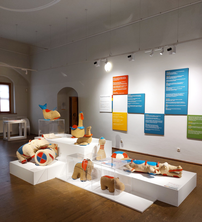 Some of Renate Müller's earliest Rupfentiere, as seen at Renate Müller Spielzeug + Design Sonneberg, Wasserschloß Klaffenbach, Chemnitz