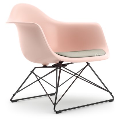 Eames Plastic Armchair LAR, Pale rose, Seat upholstery warm grey / ivory, Coated basic dark