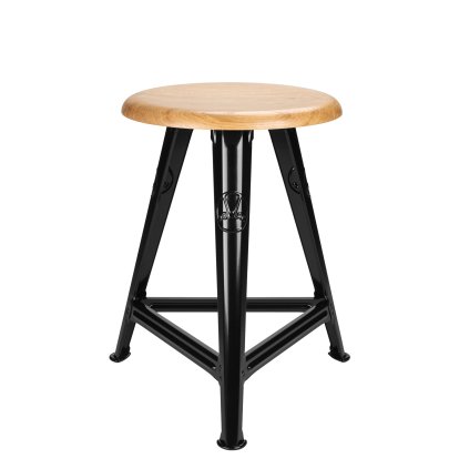 Rowac Stool – Model 1 / 50 cm, Oak, Glossy black