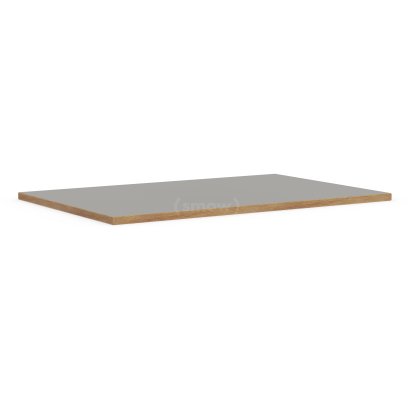 Table Top for Eiermann Table Frames, Linoleum ash grey (Forbo 4132) with oak edge, 120 x 80 cm