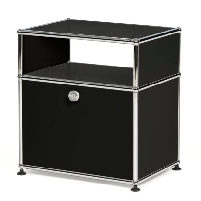 USM Haller bedside cabinet with hinged door and intermediate shelf