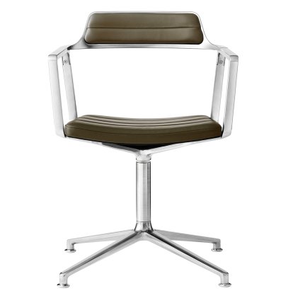 Swivel 452 Chair, Polished, Fixed base, Bosco green leather