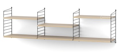 String System Shelf L, 30 cm, Black, Oak veneer