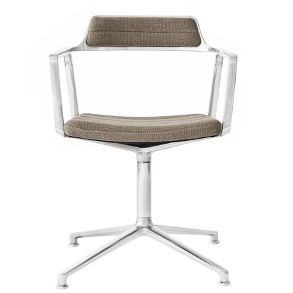 Swivel 452 Chair, Polished, Fixed base, wool linen mix, dark sand