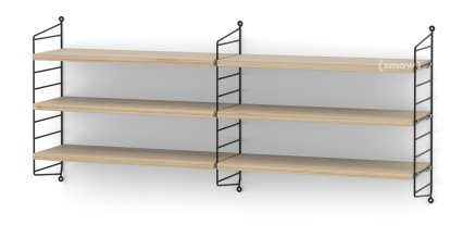 String System Shelf M, 20 cm, Black, Oak veneer