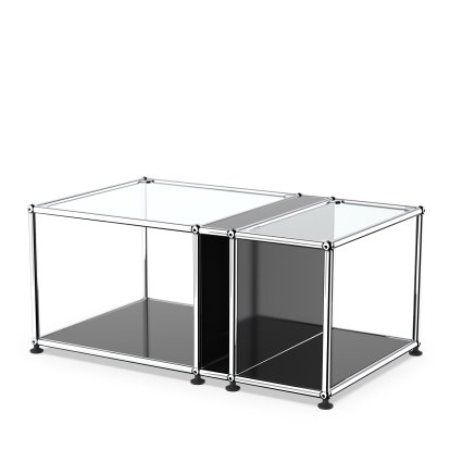 USM Haller Side Table with Glass Top and Magazine Compartment