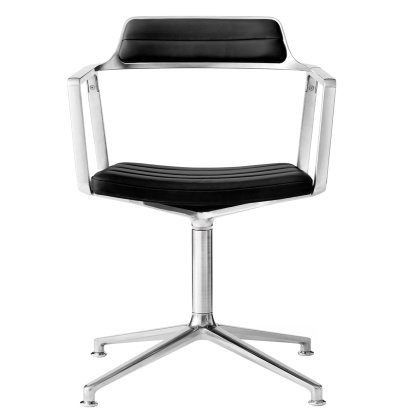 Swivel 452 Chair, Polished, Fixed base, Black leather