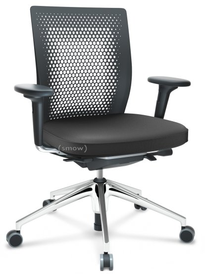 ID Air, Basic dark, Plano fabric-69 dark grey, Basic dark, 5 star foot, polished aluminium, With 2D armrests, Soft castors for hard floor surfaces