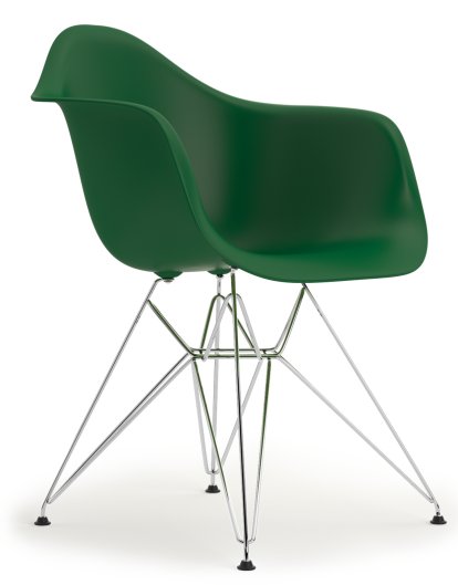 Eames Plastic Armchair DAR, Emerald, Without upholstery, Without upholstery, Standard version - 43 cm, Chrome-plated