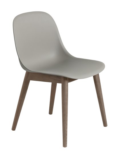 Fiber Side Chair Wood, Grey / dark brown