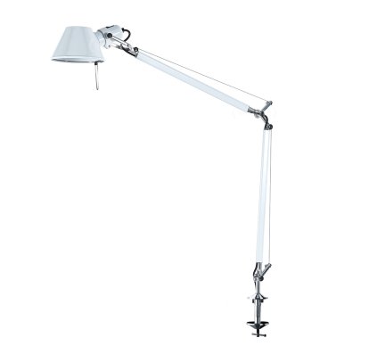 Tolomeo Table Lamp, White, Table clamp, Halogen bulb