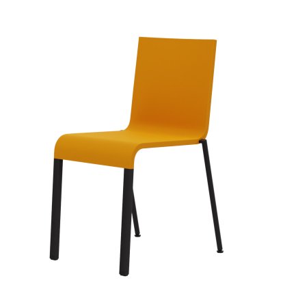 .03 Chair, Stackable, Base powder-coated black, Without armrests, Mango