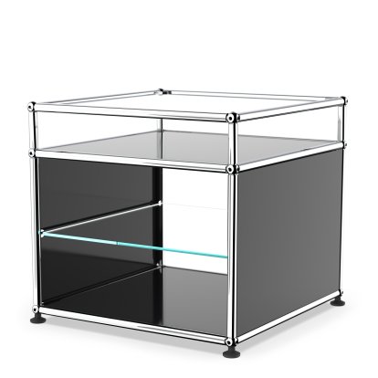 USM Haller Side Table with Extension and Glass Divider Shelf