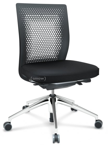 ID Air, Basic dark, Plano fabric-66 nero, Basic dark, 5 star foot, polished aluminium, Without armrests, Hard castors for carpets